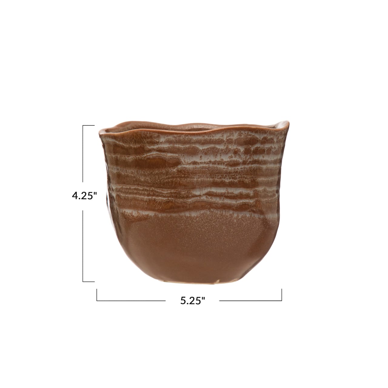 Hello Honey® 5" Brown Reactive Glaze Organically Shaped Edge Stoneware Planter